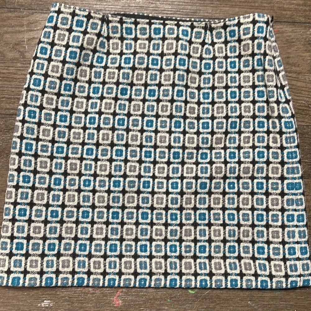 Nine West wool blend,  fully lined, turquoise & gray mini skirt, size 4, EUC
